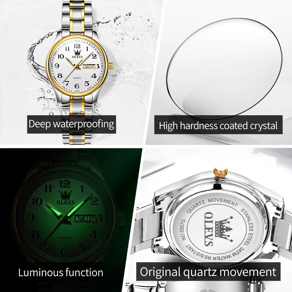 OLEVS Luxury Quartz Watch for Women - Olevs - Embellish Gold Jewelry & Diamond