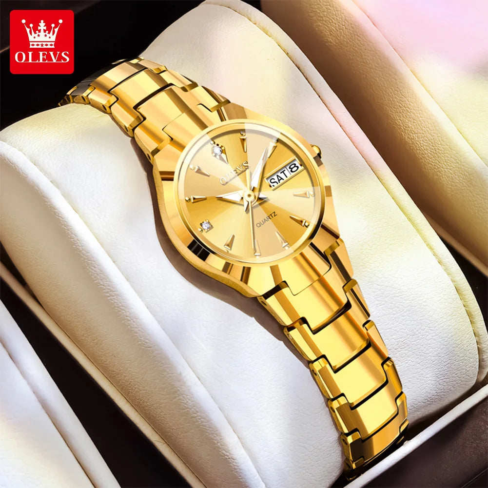 OLEVS 8697 Women's Multi-functional Watch - Festive Collection - Embellish Gold Jewelry & Diamond