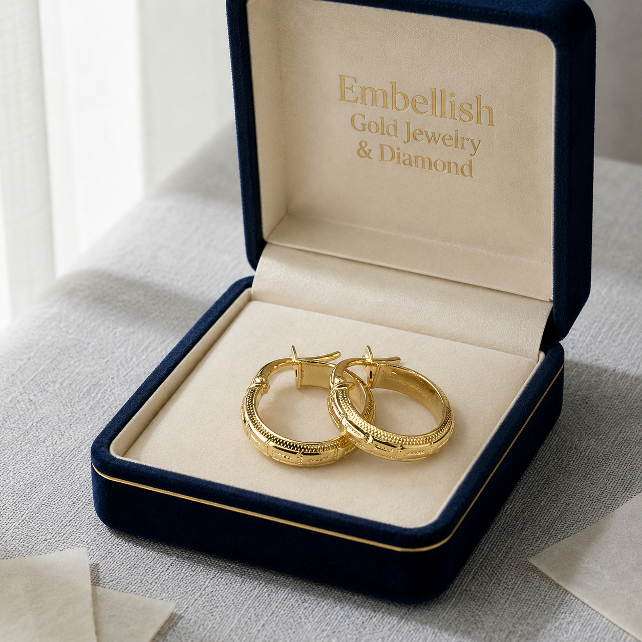 18k Gold Round Maze Loop Earrings - 18k Gold Earrings - Embellish Gold Jewelry & Diamond