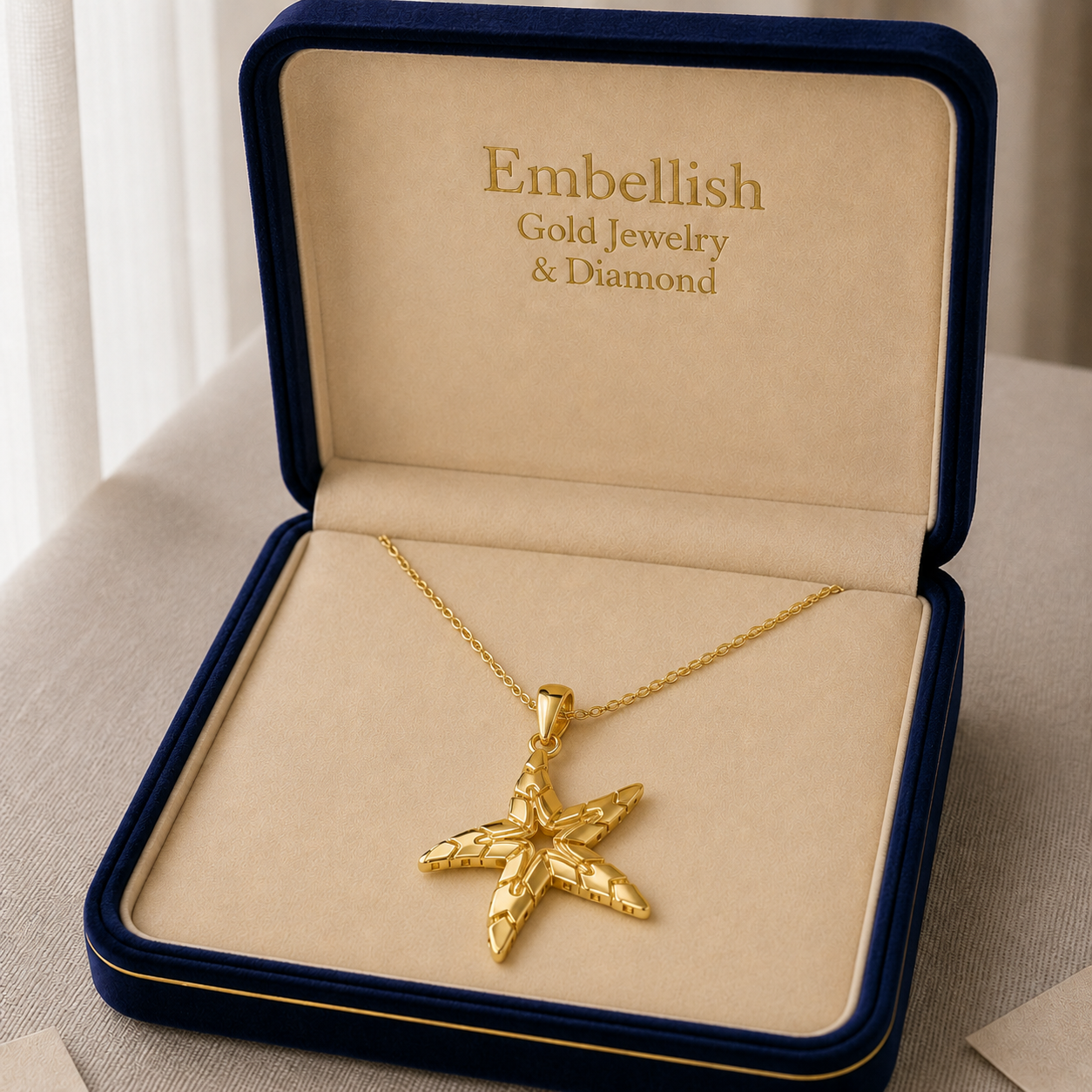 18k Gold Starfish Pendant