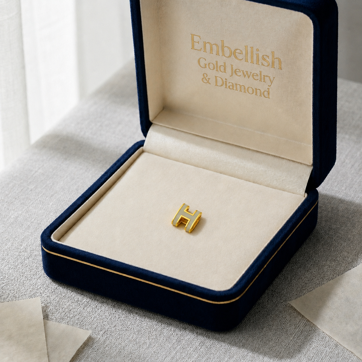 18k Gold H Pendant