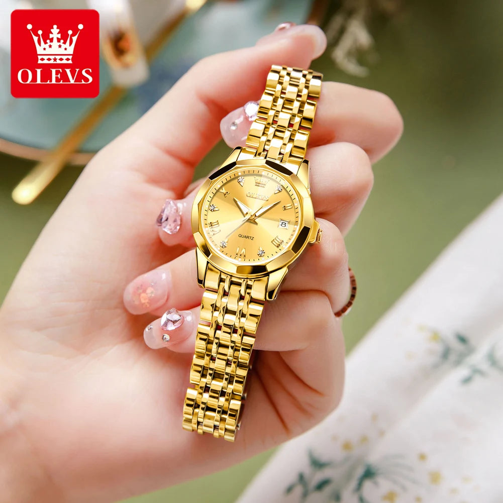 OLEVS Fashion Golden Watch for Women - Olevs - Embellish Gold Jewelry & Diamond