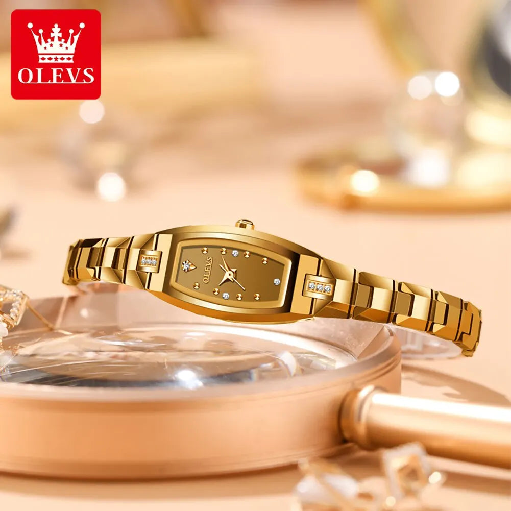 OLEVS Slim Thin Watch for Women - Festive Collection - Embellish Gold Jewelry & Diamond