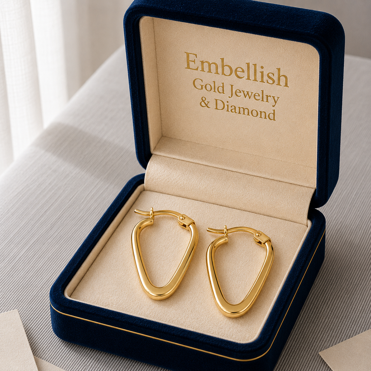 18k Gold U Oval Loop Earrings - 18k Gold Earrings - Embellish Gold Jewelry & Diamond