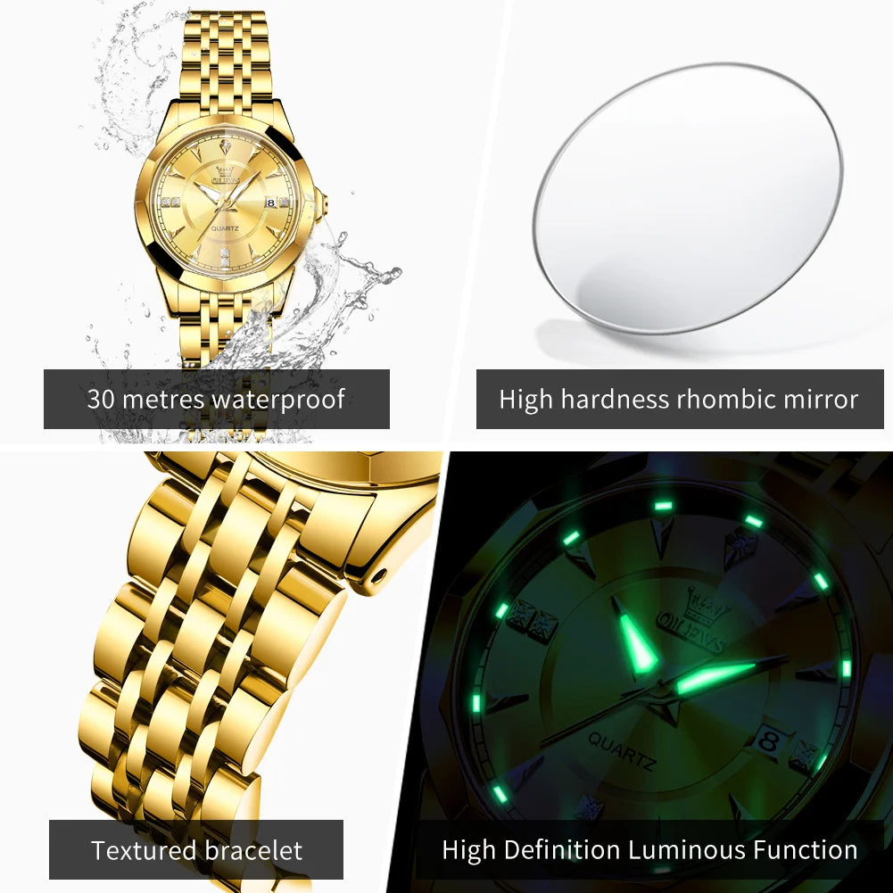 OLEVS 9977 Women Watch - Olevs - Embellish Gold Jewelry & Diamond