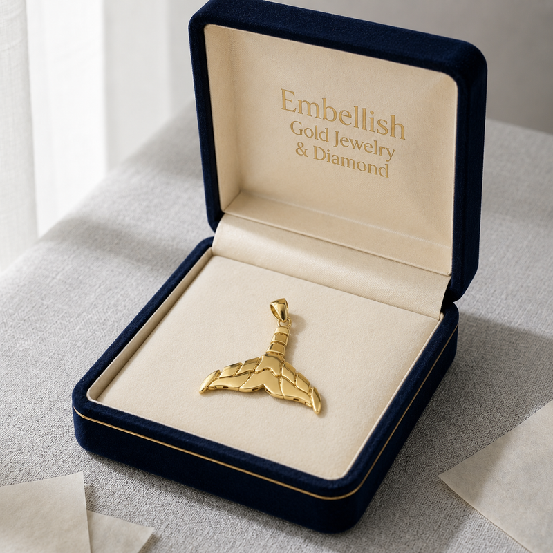 18k Gold Tail Inspired Pendant - 18k Gold Pendant - Embellish Gold Jewelry & Diamond