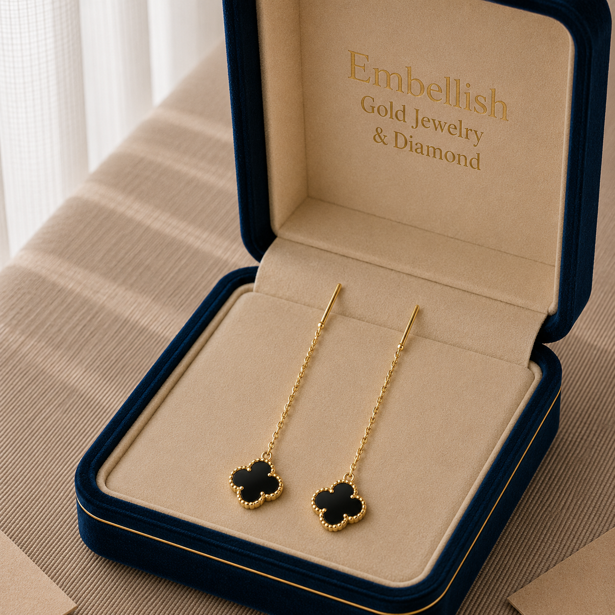 18k Gold Black VC Tictac Earrings