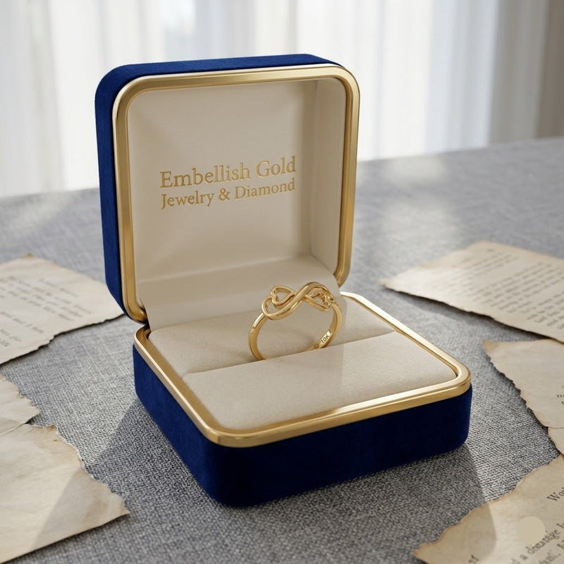 18k Gold Heart Infinity Ring - 18k Gold Ring - Embellish Gold Jewelry & Diamond