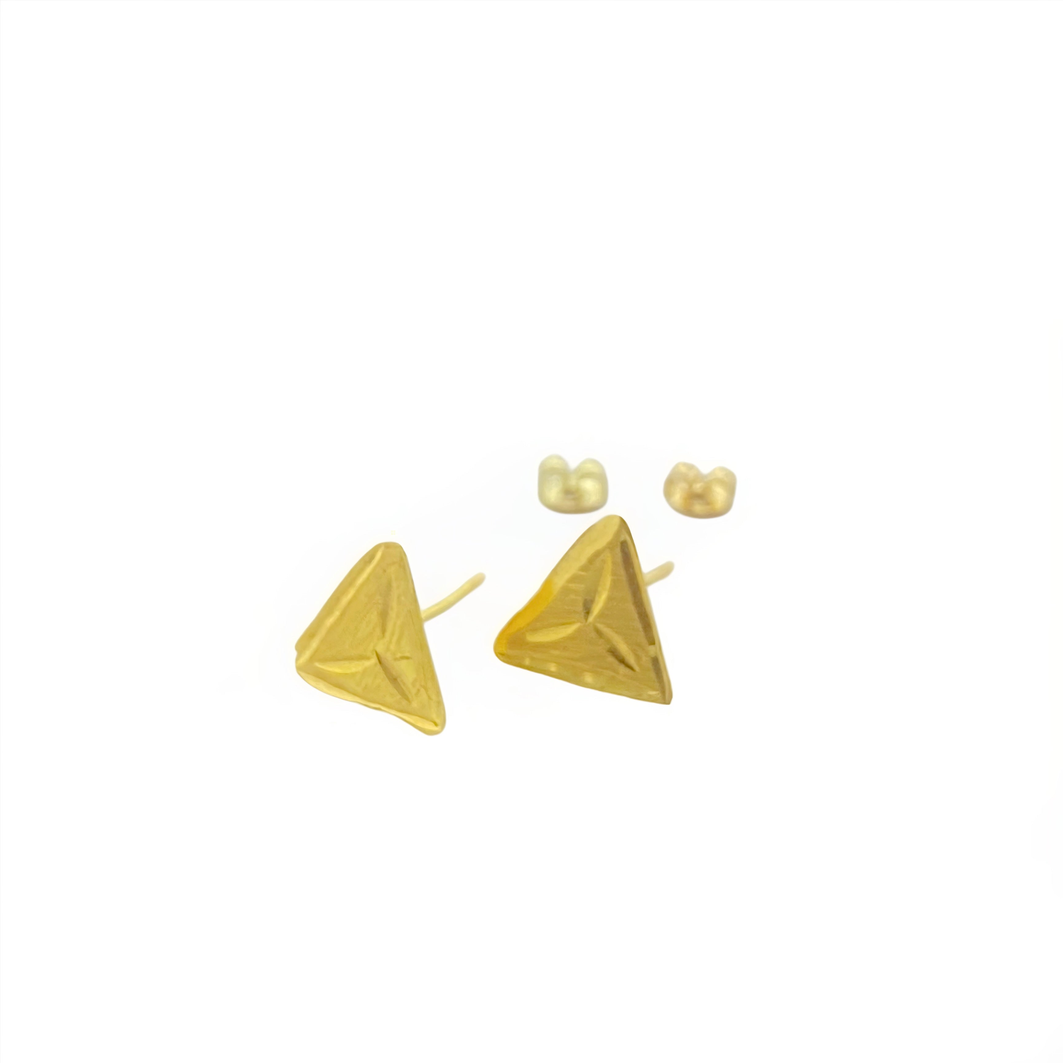 18K Real Gold Triangle Flower Earrings - Embellish Gold