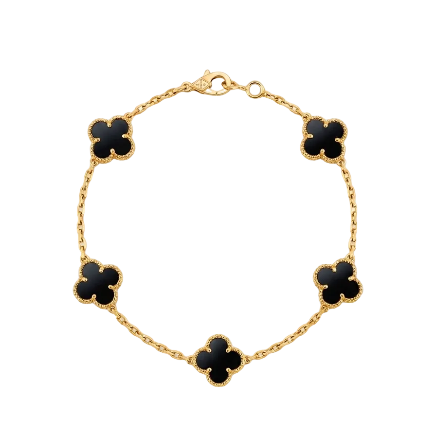 18k Gold 5 Clover Bracelet - 18k Gold Bracelet - Embellish Gold Jewelry & Diamond