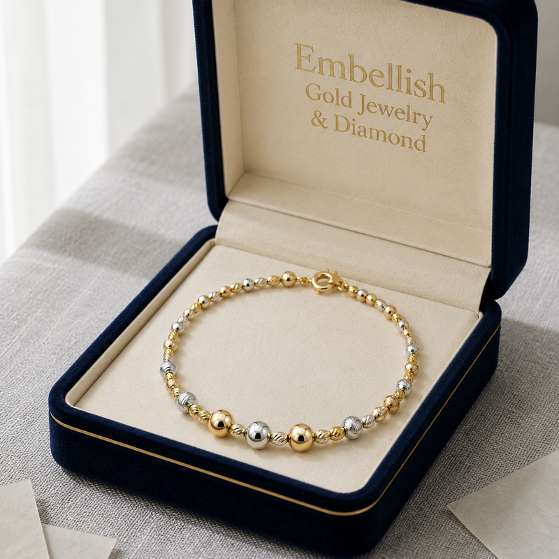 18k Gold Alternate Tri-color Bangle - 18k Gold Bangle - Embellish Gold Jewelry & Diamond