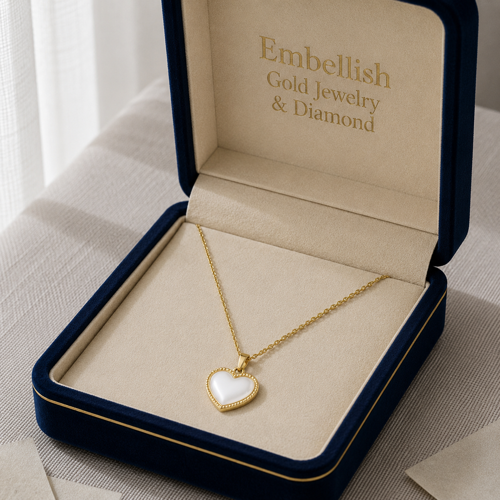 18k Gold Mother of Pearl Heart Necklace