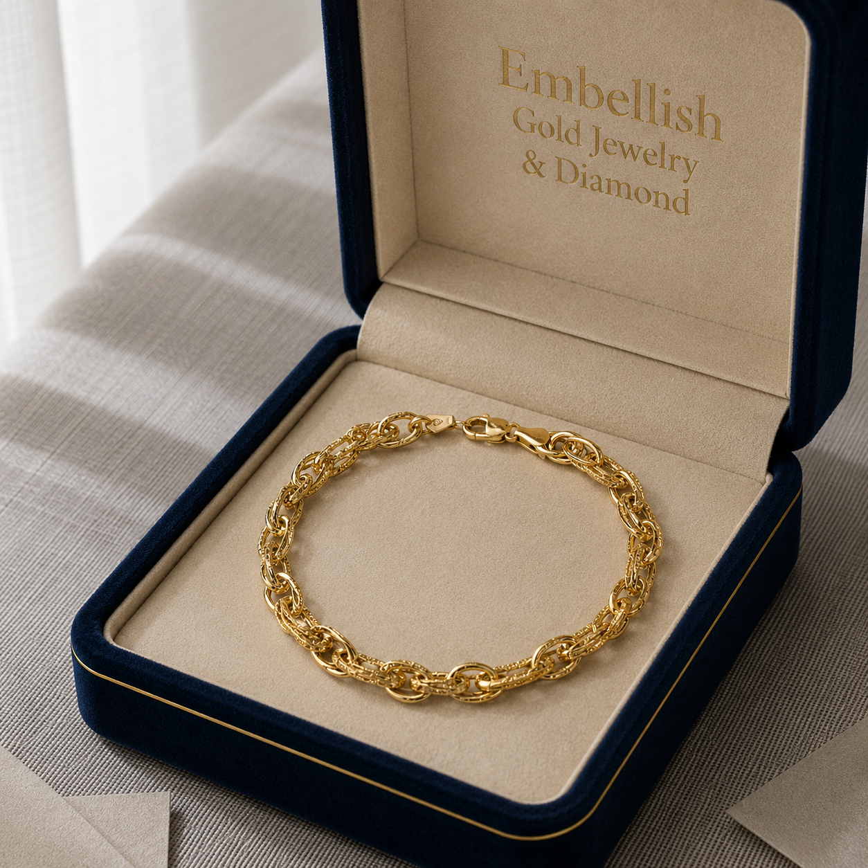 18k Gold Chain Inspired Bracelet - ad collection - Embellish Gold Jewelry & Diamond