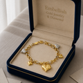 18k Gold 5 Heart Matte Bracelet