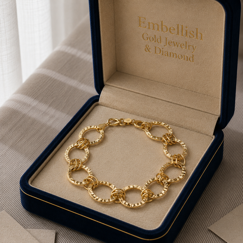 18k Gold Loop Matte Bracelet - Gold Bracelets - Embellish Gold Jewelry & Diamond
