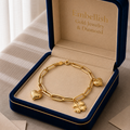 18k Gold Heart Matte with Clover Bracelet