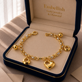 18k Gold Heart Ball Bracelet