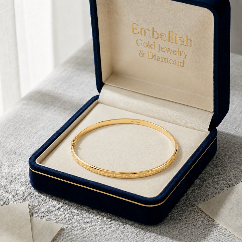 18k Gold Maze Inspired Bangle - 18k Gold Bangle - Embellish Gold Jewelry & Diamond