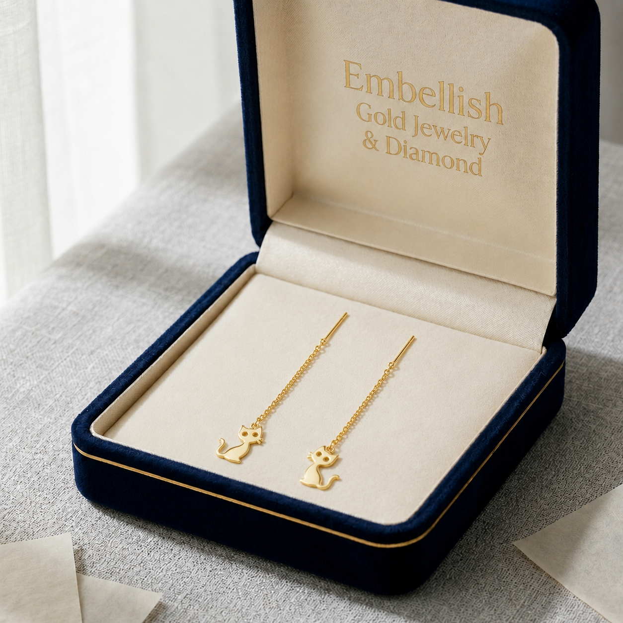 18k Gold Cat Inspired Tictac Earrings - 18k Gold Earrings - Embellish Gold Jewelry & Diamond