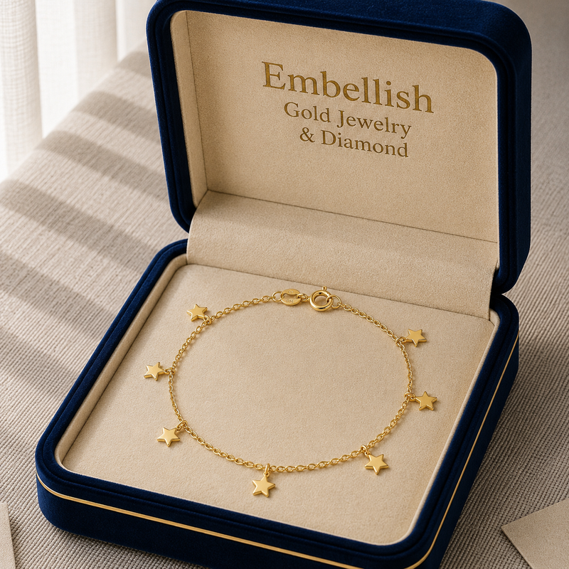 18k Gold Light Star Anklet - ad collection - Embellish Gold Jewelry & Diamond