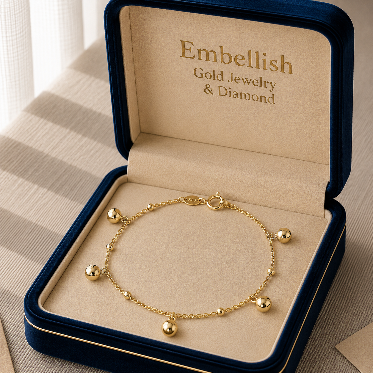 18k Gold Small & Big Ball Anklet - ad collection - Embellish Gold Jewelry & Diamond