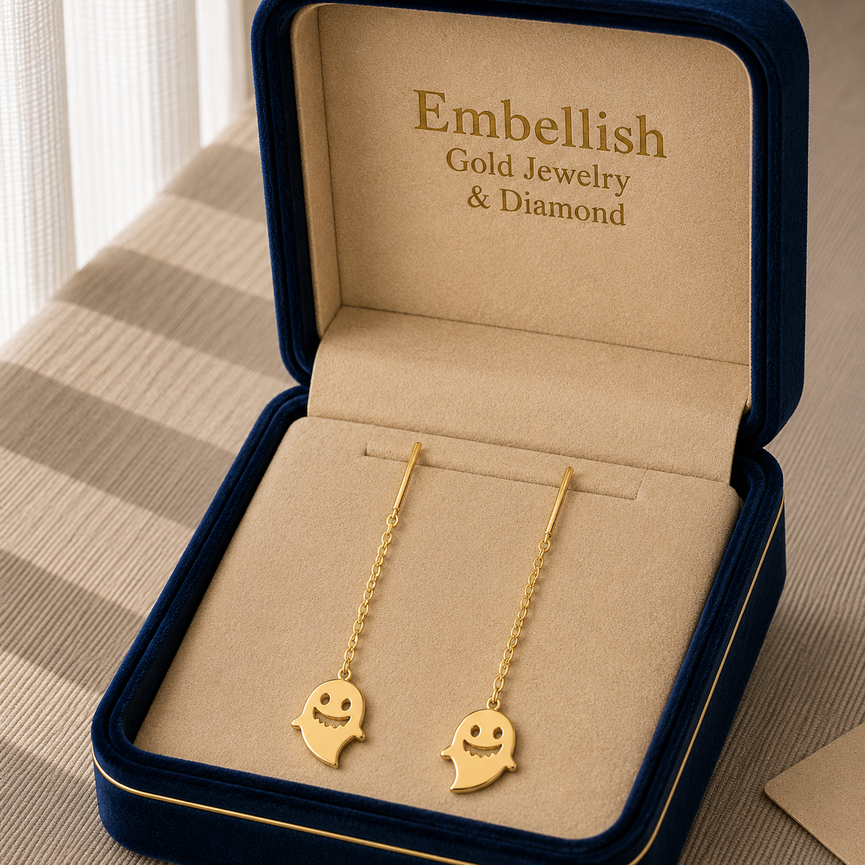 18k Gold Ghost Inspires Tictac Earrings - 18k Gold Earrings - Embellish Gold Jewelry & Diamond
