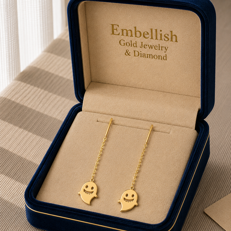18k Gold Ghost Inspires Tictac Earrings - Earrings - Embellish Gold Jewelry & Diamond