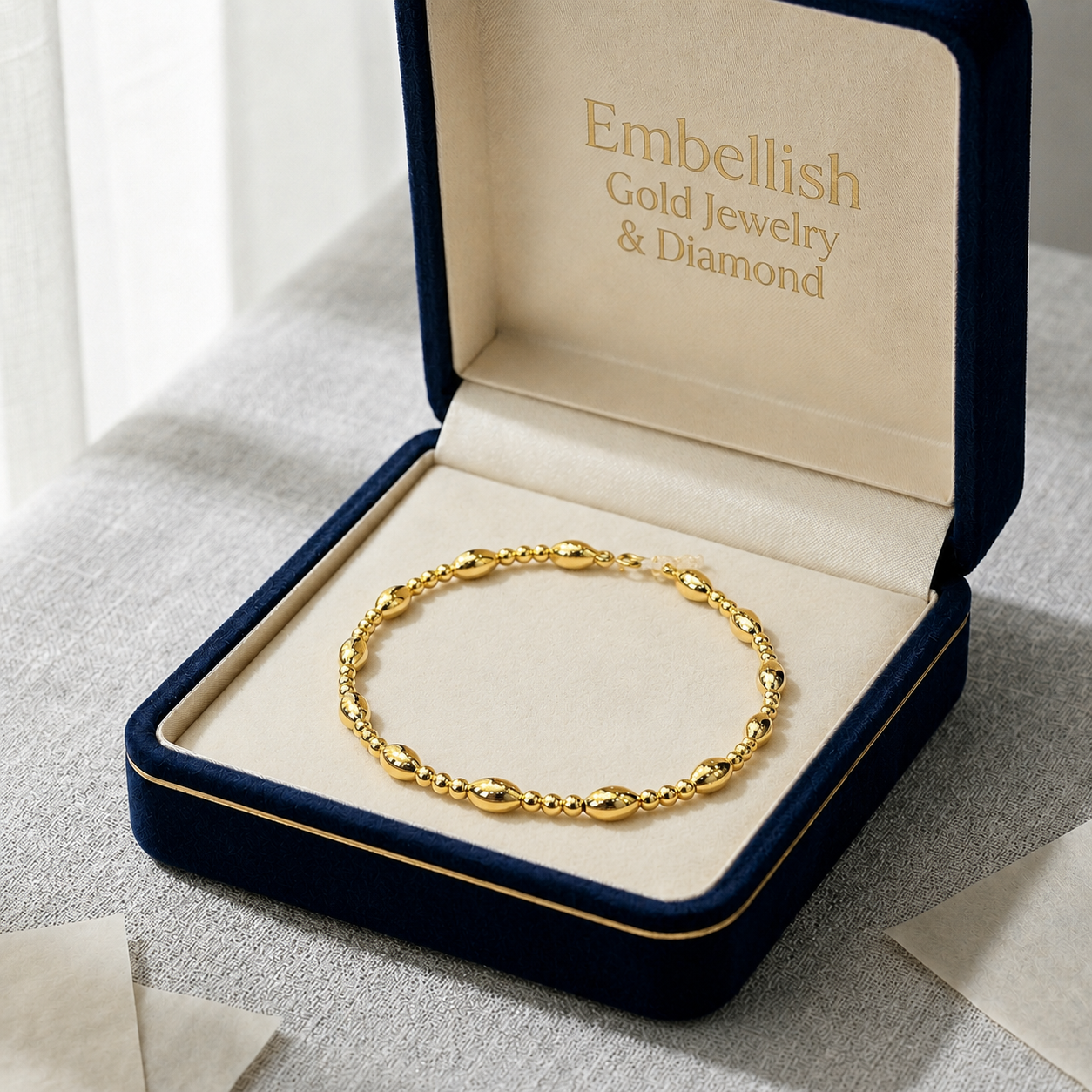 18k Gold 3 Alternate Shiny Ball Bangle