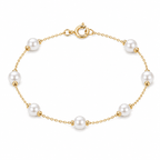 18K Real Gold Pearl And Gold Ball Bracelet