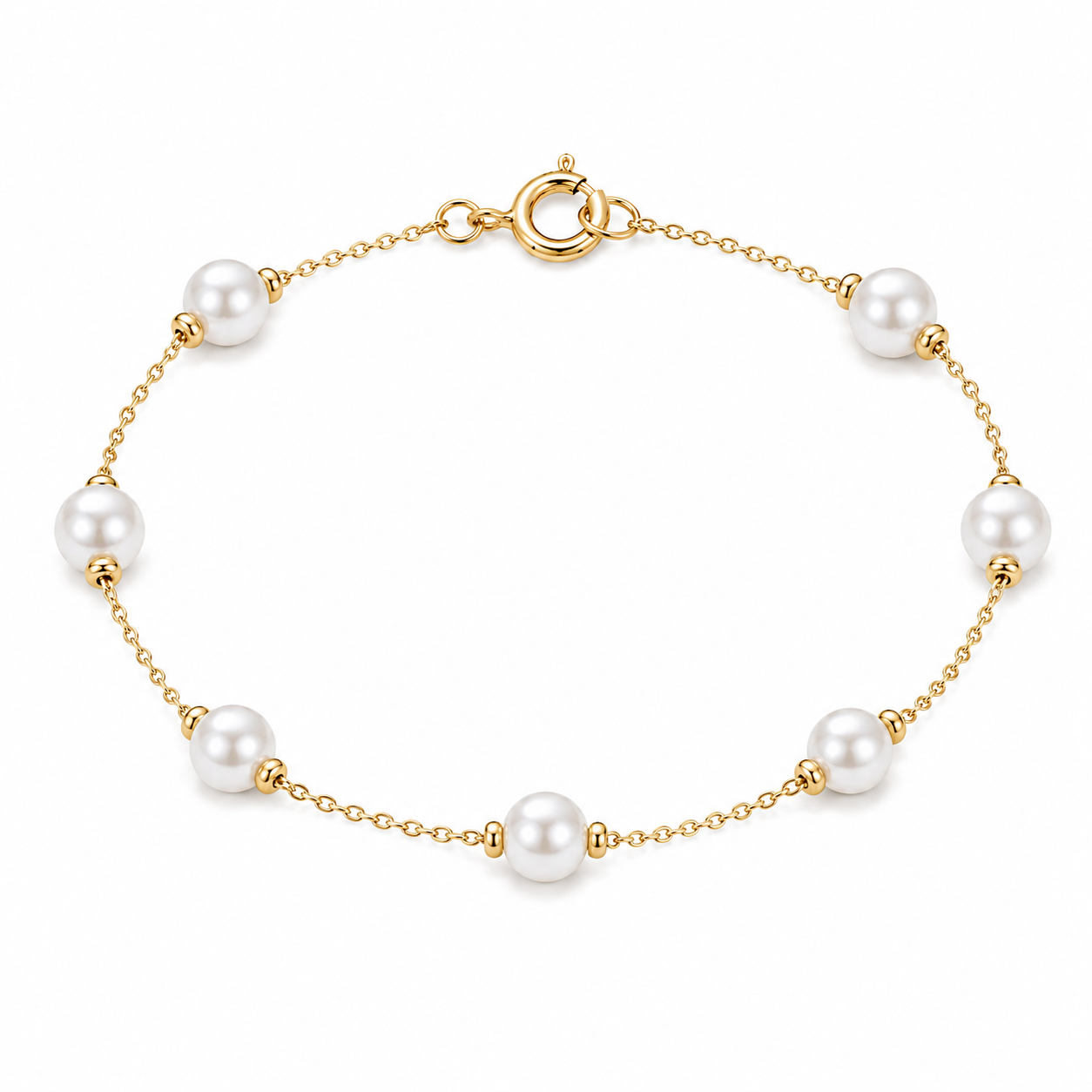 18K Real Gold Pearl And Gold Ball Bracelet - Festive Collection - Embellish Gold Jewelry & Diamond