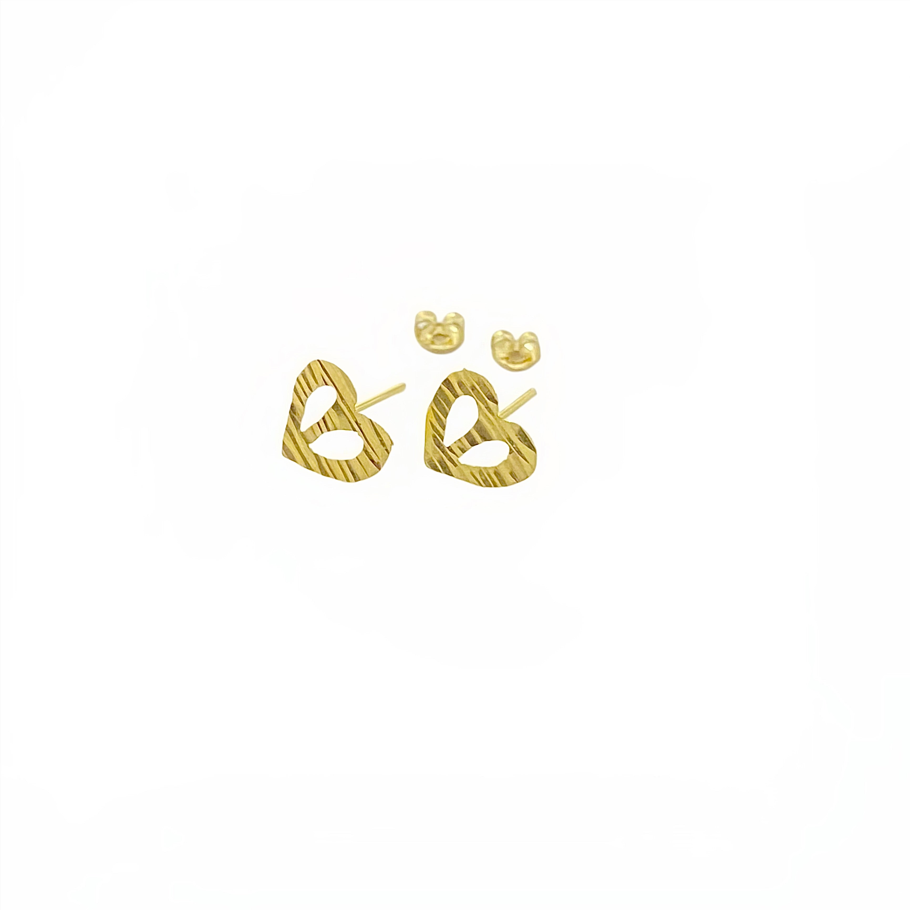 18K Real Gold Heart with Holes Earrings - Embellish Gold