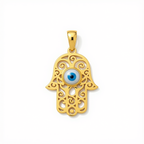 18k Hamsa Hand with Evil Eye Pendant