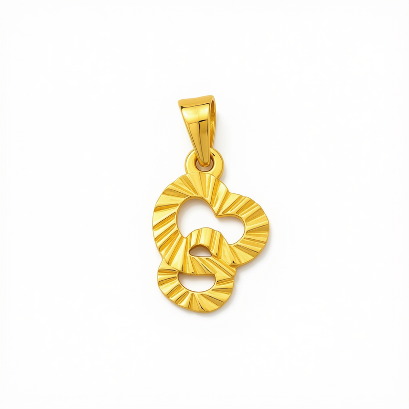 18k Two Heart Lovely Pendant - 18k Gold Pendant - Embellish Gold