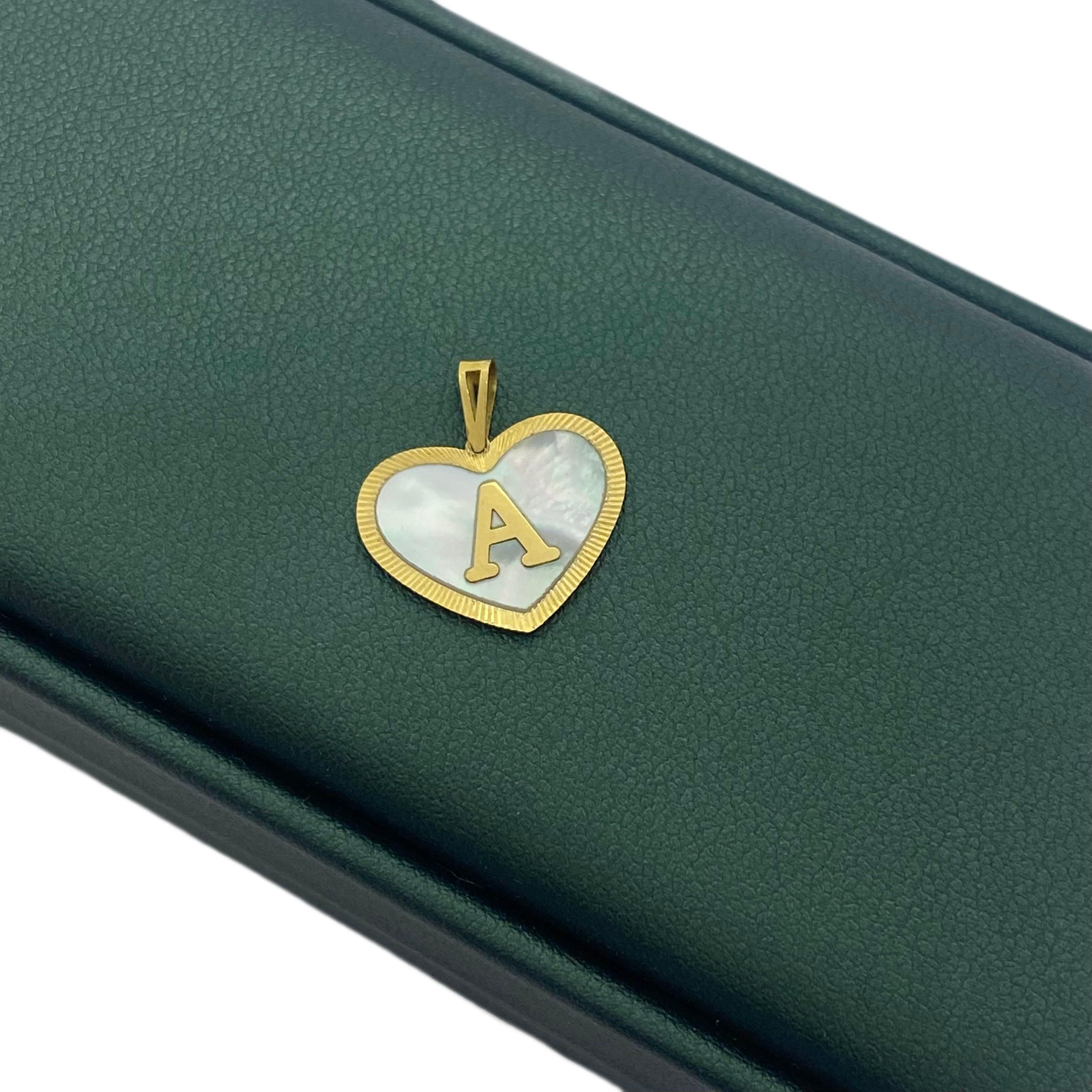 18k Gold Letter A on Jade Stone