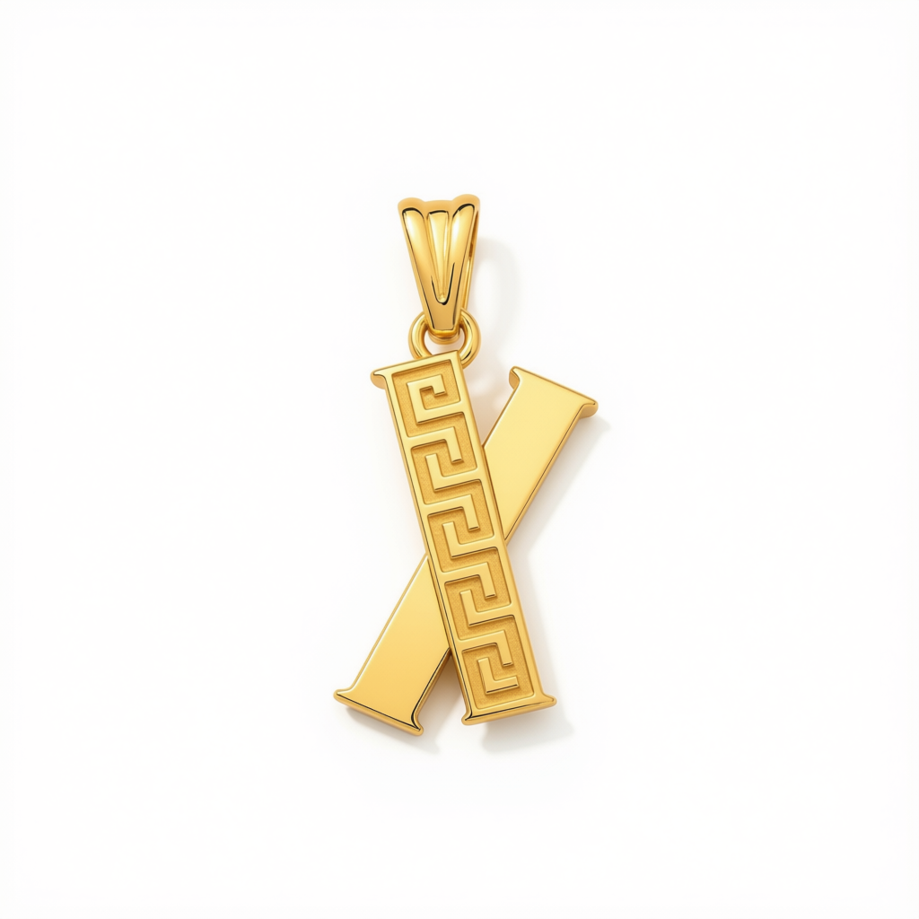 18k Gold Cross Branded Pendant - 18k Gold Pendant - Embellish Gold
