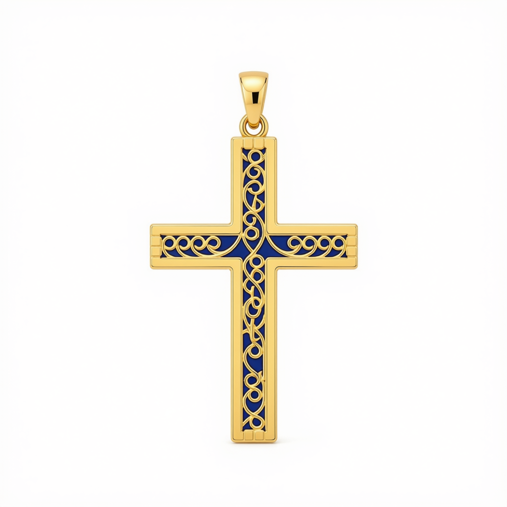 18k Gold Big Crucifix Pendant - 18k Gold Pendant - Embellish Gold Jewelry & Diamond