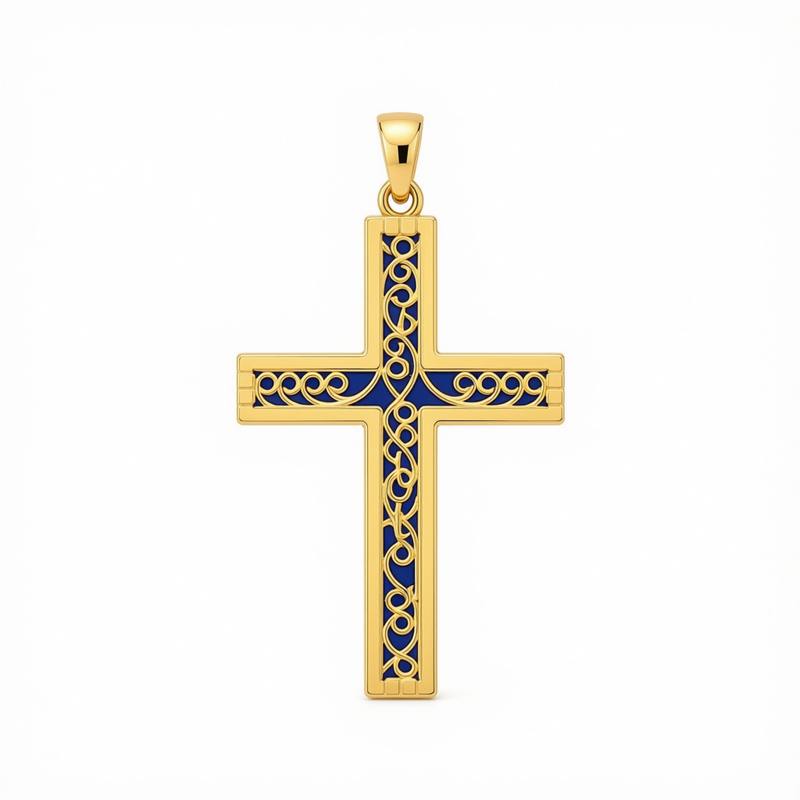 18k Gold Big Crucifix Pendant - 18k Gold Pendant - Embellish Gold Jewelry & Diamond