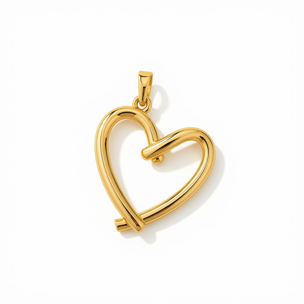 18k Gold Dia Happy Heart Pendant - 18k Gold Pendant - Embellish Gold Jewelry & Diamond