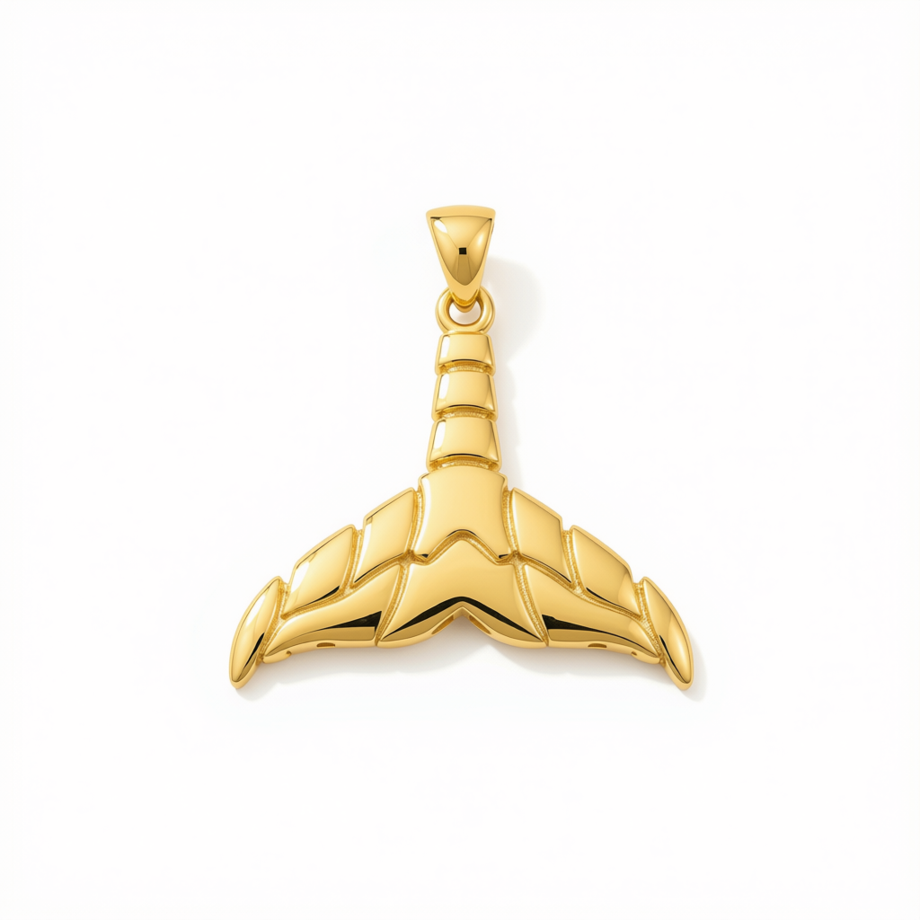 18k Gold Tail Inspired Pendant - 18k Gold Pendant - Embellish Gold Jewelry & Diamond