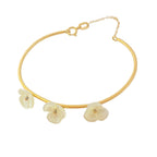 18K Real Gold 3 White Flower Baby Bangle - Embellish Gold