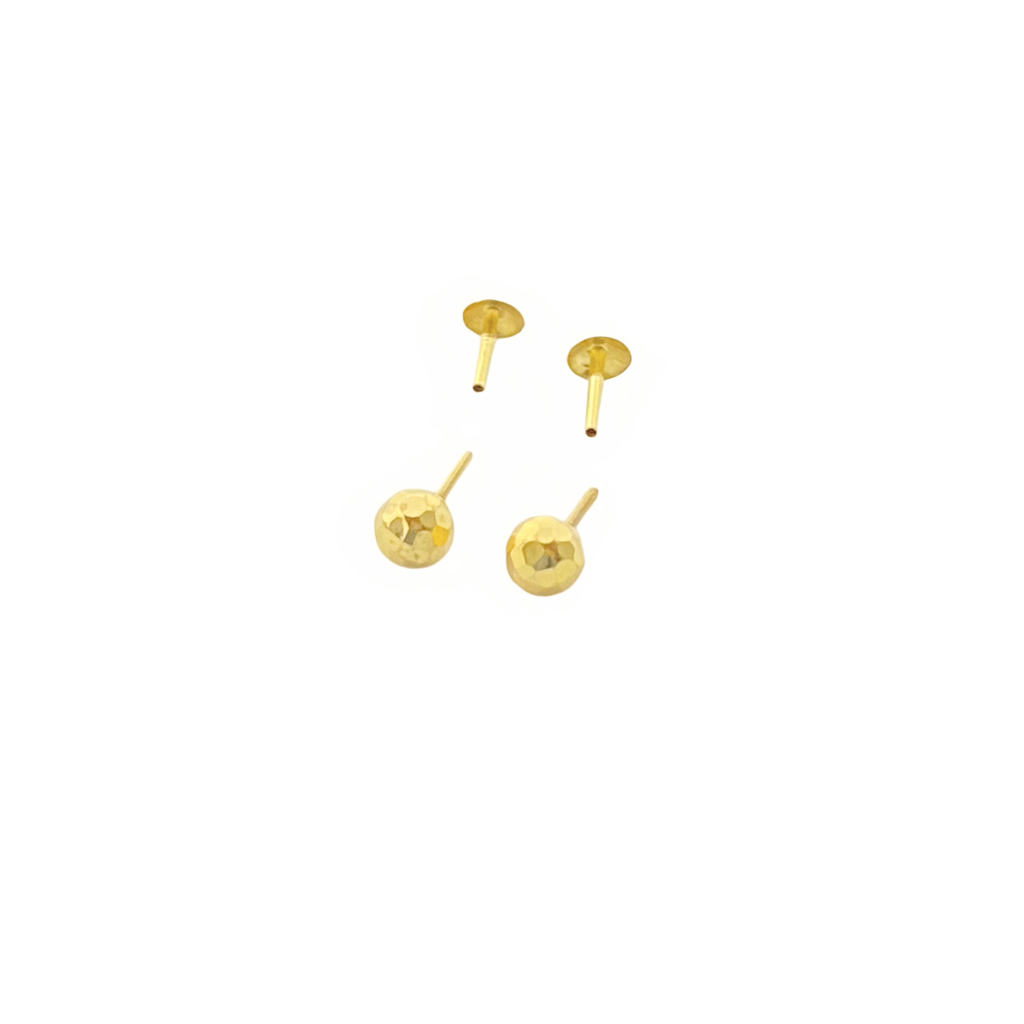 18K Gold Football Screw Earrings - Embellish Gold