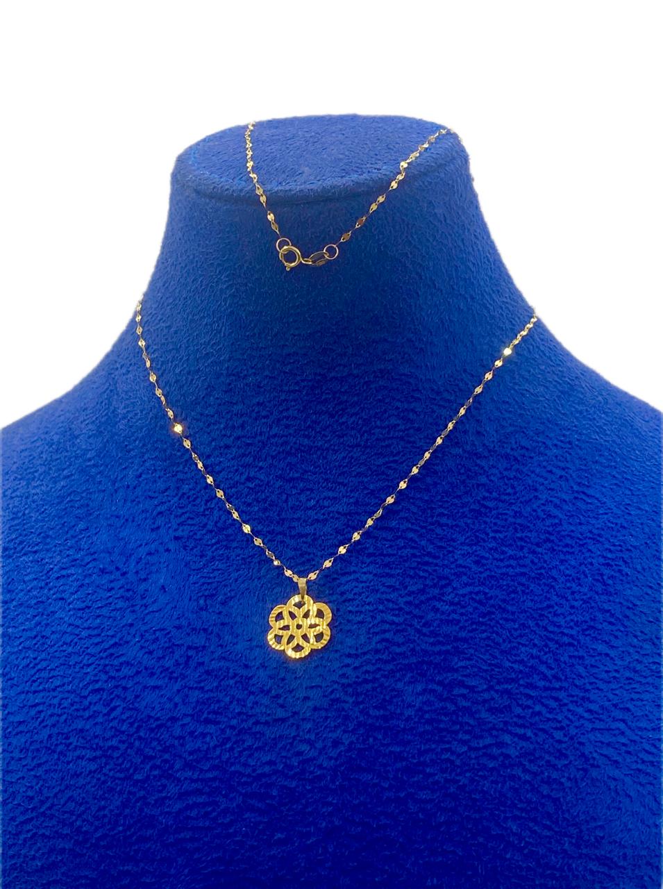 18K Real Gold Flower with Mirror Chain Set - Embellish Gold