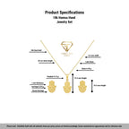 18k Hamsa Hand jewelry set with detailed specifications on a white background