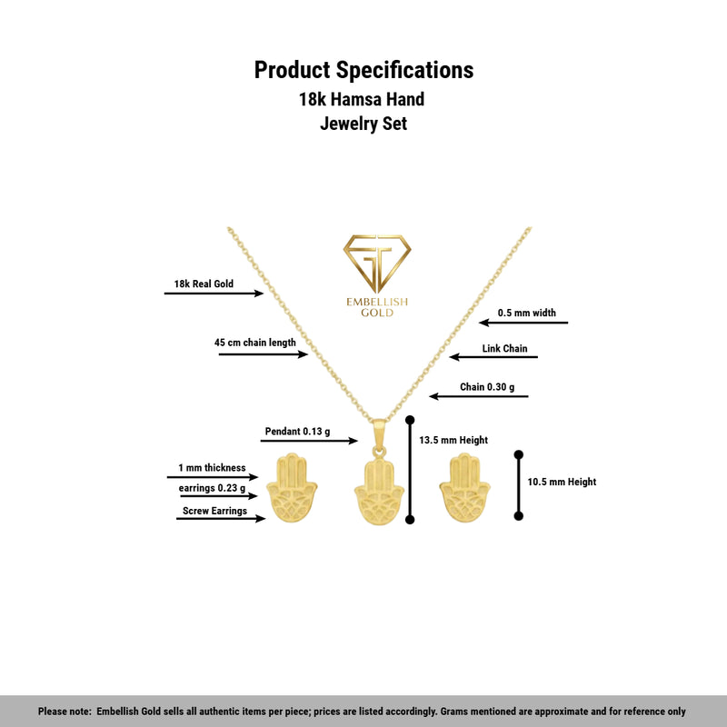 18k Gold Hamsa Jewelry Set - ad collection - Embellish Gold