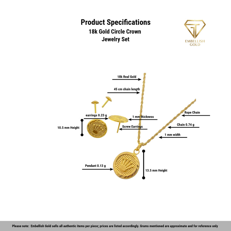 18k Gold Circle Crown Jewelry Set - مجموعة احتفالية - Embellish Gold
