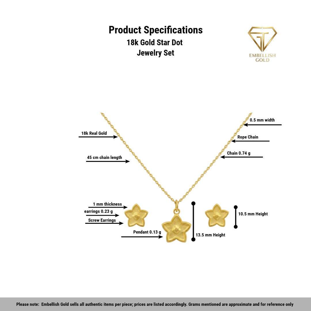 18k Gold Star Dot Jewelry Set