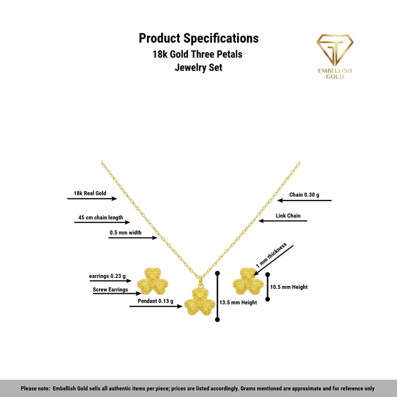 18k Gold Three Petals Jewelry Set - Top Selling - Embellish Gold
