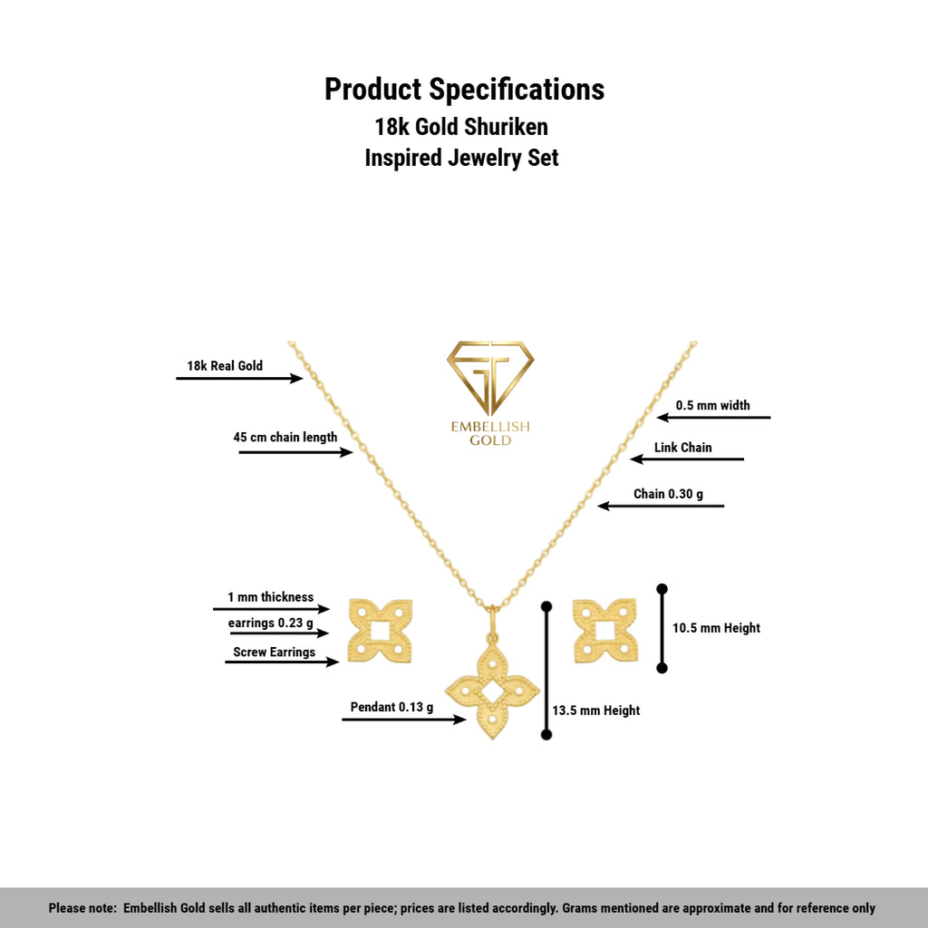 18k Gold Shuriken Inspired Jewelry Set