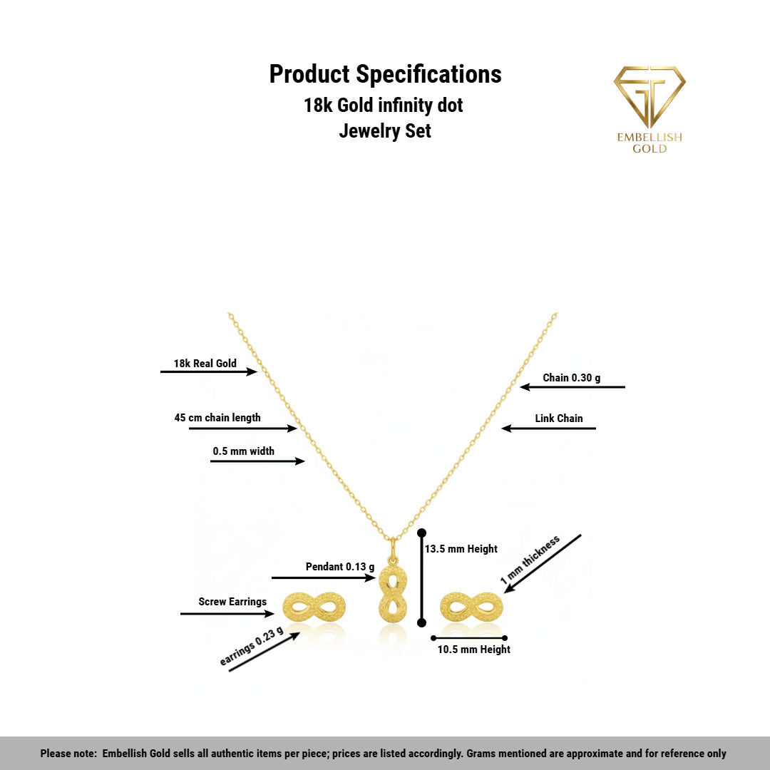 18k Gold infinity dot Jewelry Set