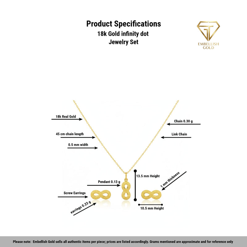 18k Gold infinity dot Jewelry Set - Special Deals - Embellish Gold